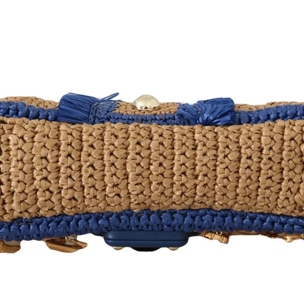 Dolce & Gabbana Blue and Tan Shoulder Bag with Gold Chain - Picture 5 of 5